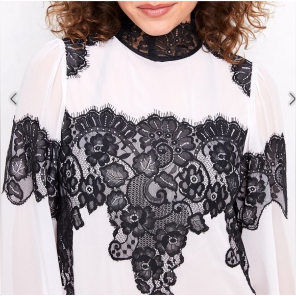 Free People We Are Hah Queen 4 A Day Dress White Black Lace  XS - Picture 4 of 8